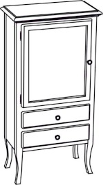 RETRO skříňka 60x120x38cm, starobílá, levá 1712