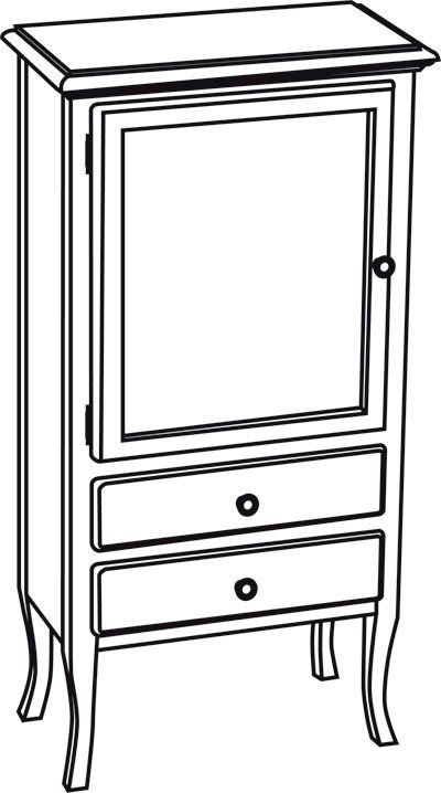 RETRO skříňka 60x120x38cm, starobílá, levá 1712