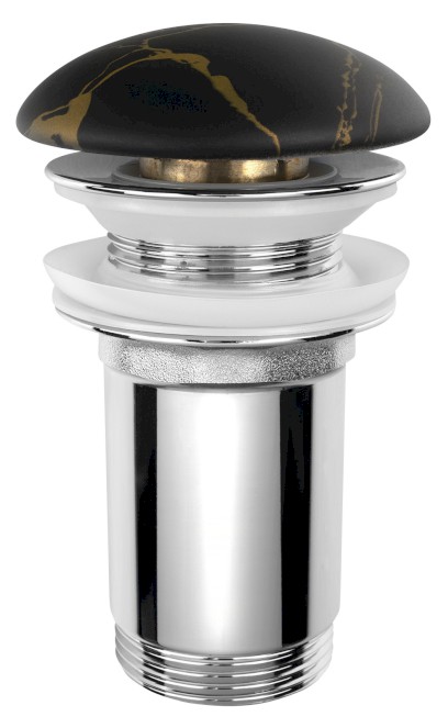 Umyvadlová výpust 5/4“, click-clack, keramická zátka, 10-50mm, portoro mramor AR900PT