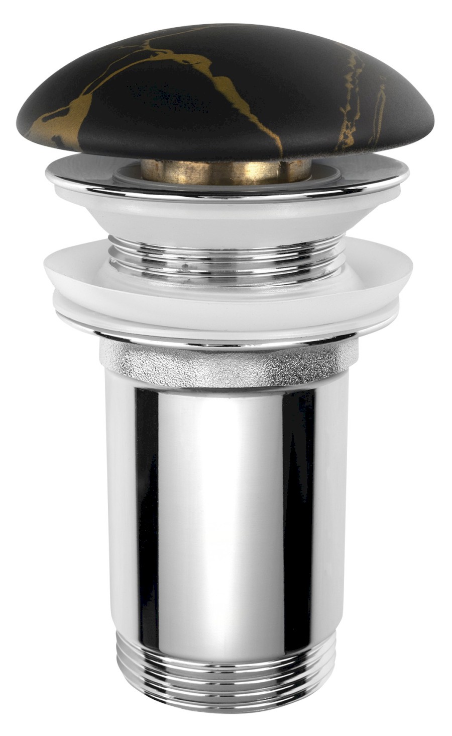 AR900PT (59604) Umyvadlová výpust 5/4“, click-clack, keramická zátka, 10-50mm, portoro mramor AR900PT