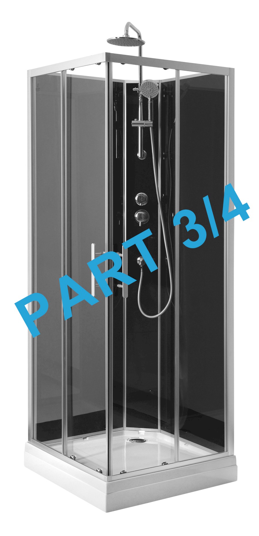 19-080-09-12-00 (61138) GRANVIK sprchový box 800x800x2180mm komponent 3/4 zadní tmavé sklo 19-080-09-12-00