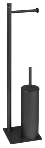 TR3214 (41167) TRILLY stojan s držákem na toaletní papír a WC štětkou, hranatý, černá mat TR3214