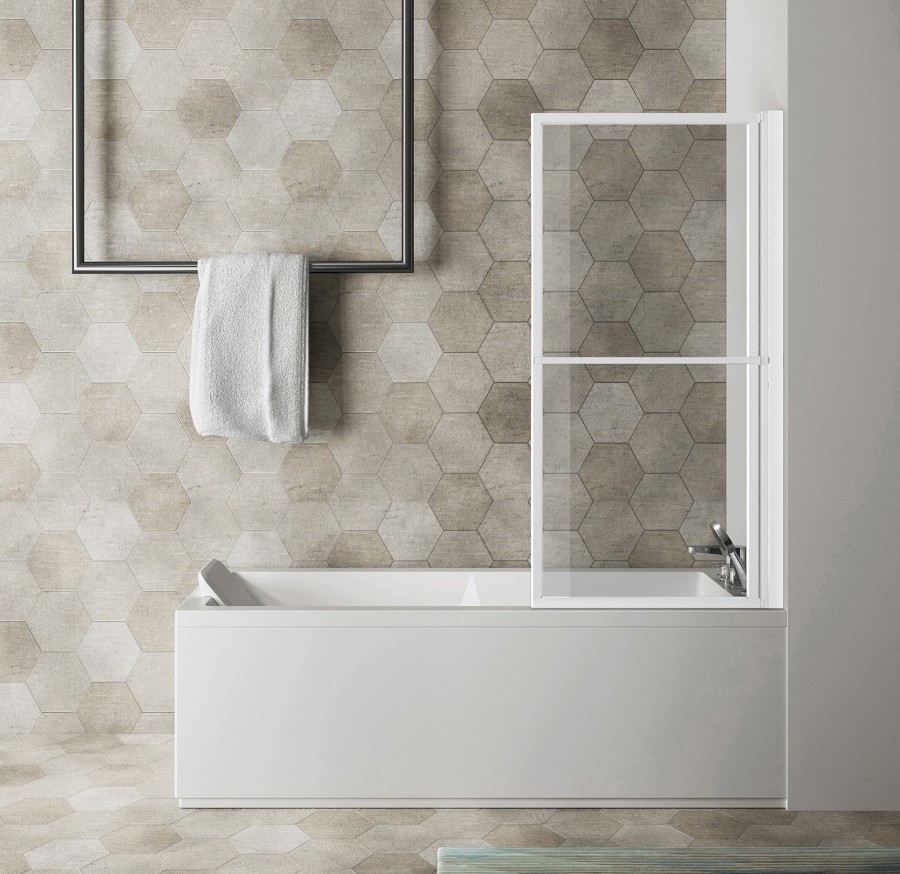 KAGERA vanová zástěna s pneumatickým zdvihem, š. 710mm, bílá mat, čiré sklo 30336W