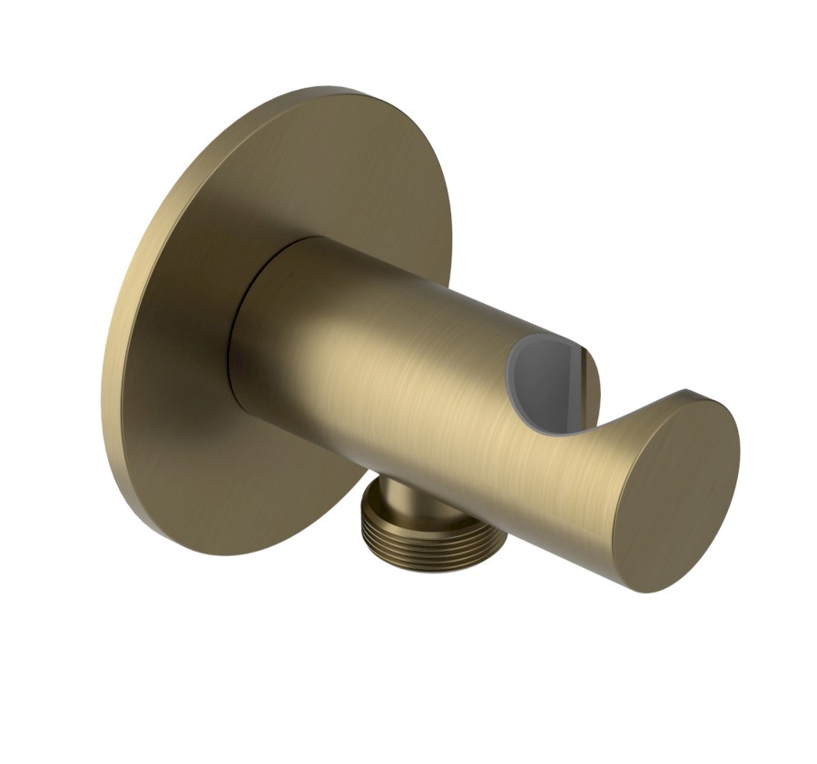 SG203G (61699) Držák sprchy kulatý, pevný, s vyústěním, zlato mat SG203G