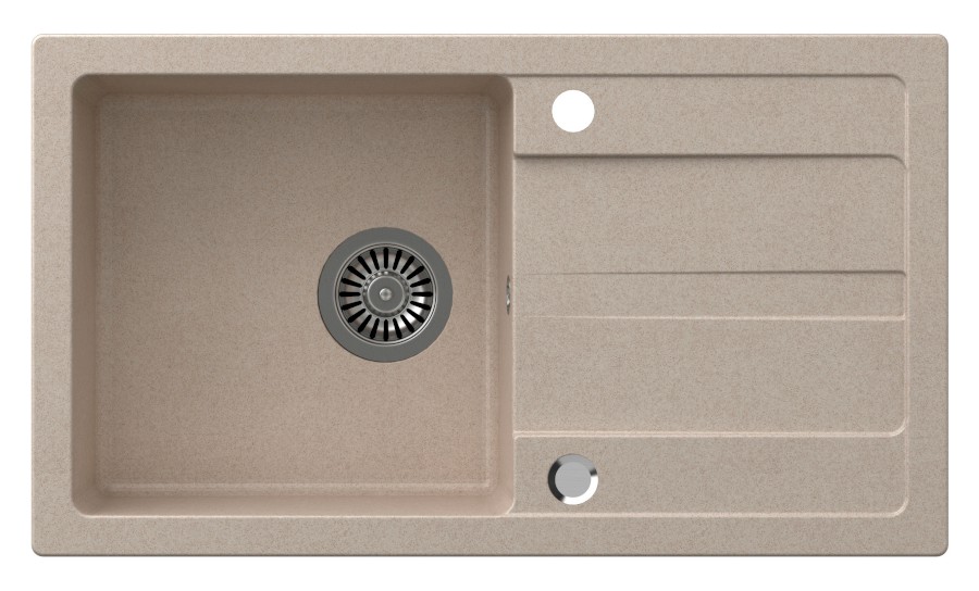 GR7202 (44498) Granitový vestavný dřez s odkapem, 77x44cm, béžová GR7202