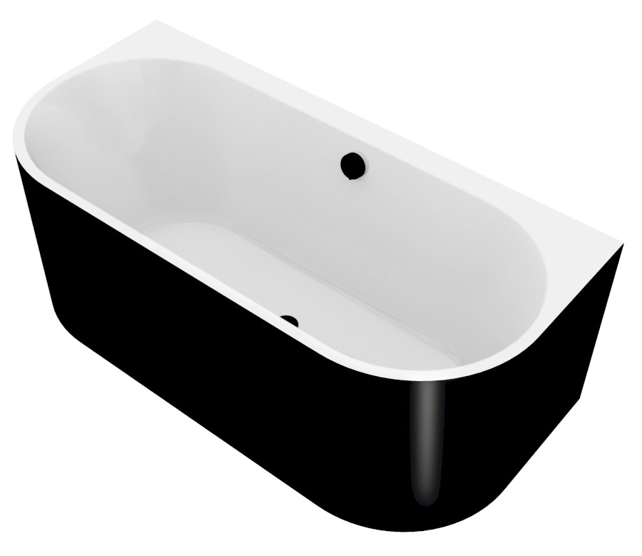ASTRA DL MONOLITH nástěnná stojící vana 160x75x60cm, bílá/černá 33611MDLB