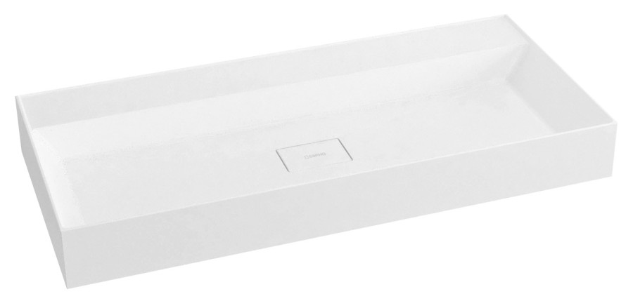 GU096-0 (44925) GODIVA umyvadlo, litý mramor, 96x44cm, bez otvoru, bílá GU096-0