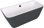 SKYLLA nástěnná stojící vana litý mramor 170x75x60cm, bílá/antracit mat 72430.52