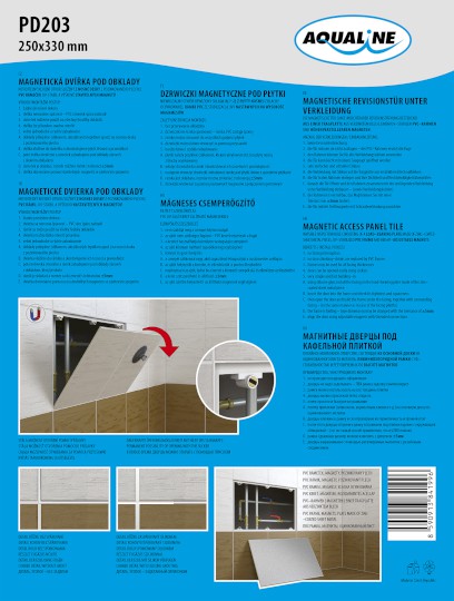 Magnetická dvířka pod obklady 250x330 mm PD203