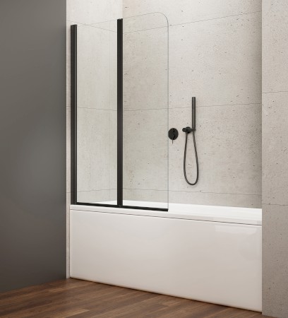 WILA vanová zástěna 900x1400mm skládací, černá, čiré sklo AQ5742B