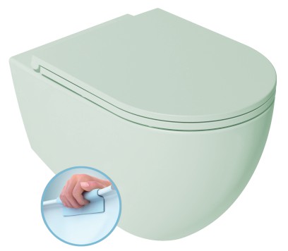 INFINITY závěsná WC mísa, Rimless, 36,5x53cm, zelená mint 10NF02001-2T
