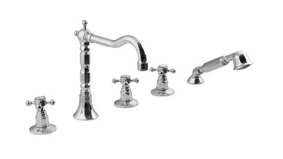 ANTEA pětiprvková baterie na okraj vany s retro hubicí, chrom 3881