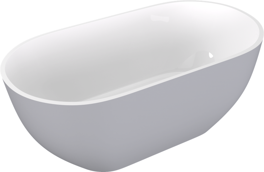 71843.32 (57679) REDUTA volně stojící vana litý mramor 150x75x58cm, bílá/šedá mat 71843.32