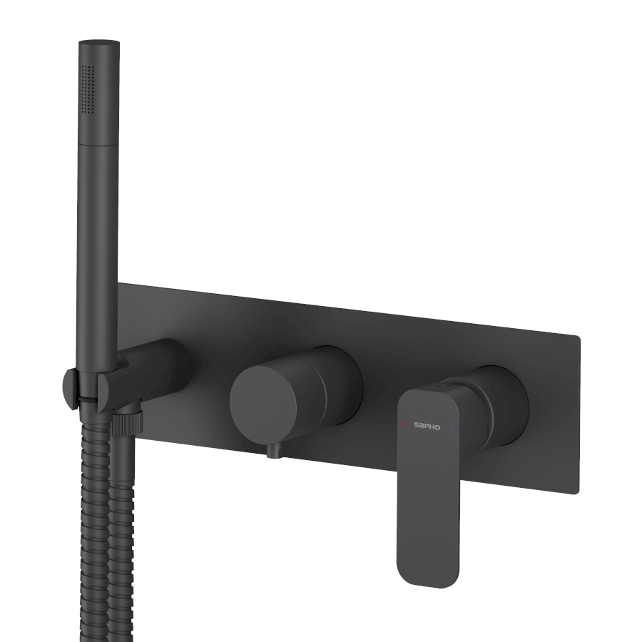 PY53/15 (50864) SPY podomítková sprchová/vanová baterie s ruční sprchou, 3 výstupy, černá mat PY53/15