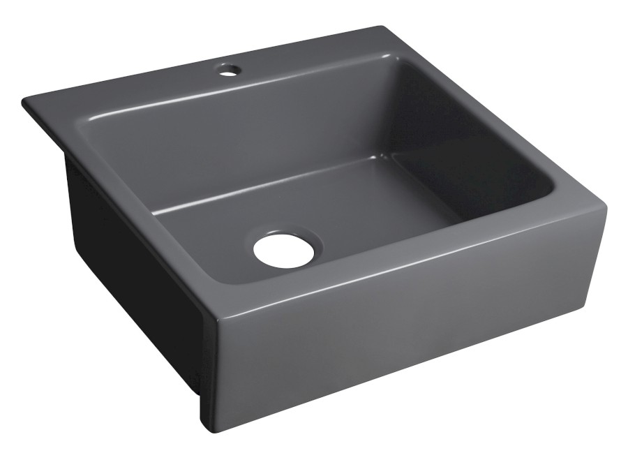 50166-112 (50828) ARYA keramický dřez s otvorem pro baterii 66x62 cm, antracit 50166-112
