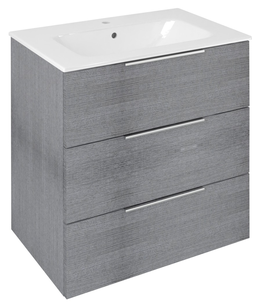 CR731-1111 (57636) CIRASA umyvadlová skříňka 69,8x75x46cm, 3x zásuvka, dub stříbrný CR731-1111