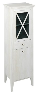 CROSS skříňka vysoká s prádelním košem 49x170x39cm, pravá, starobílá CR215